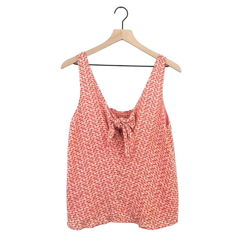 Anthropologie Maeve Verena Tie Front Tank Top Red Pink Multi Print Size S - Picture 2 of 11